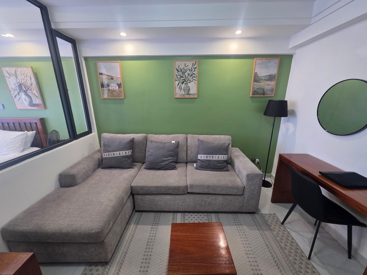 Living room with L-shaped sofa